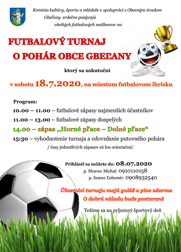 Futbalový turnaj o Pohár obce Gbeľany